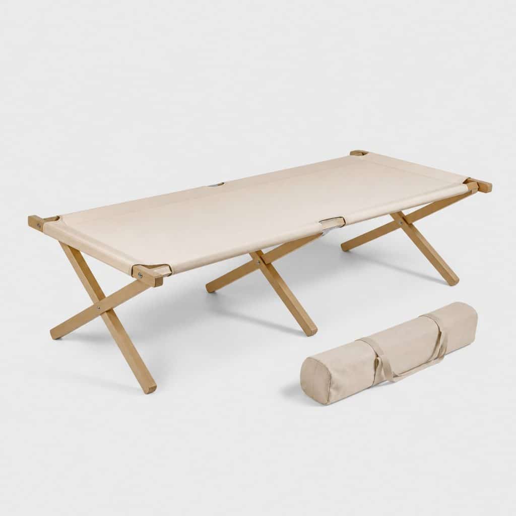 Lit de camp en bois pliant style traditionnel