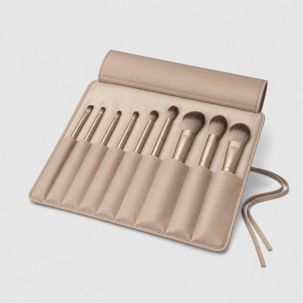 Pochette à pinceaux de maquillage enroulable