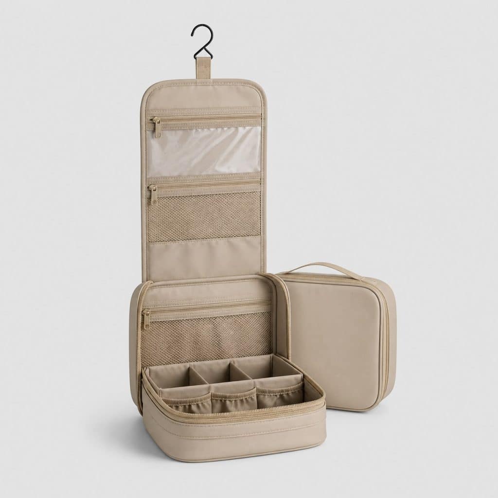 Trousse de toilette pliable avec poches multiples
