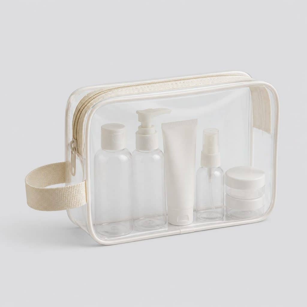 Trousse de toilette transparente format cabine